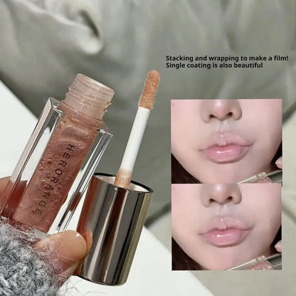 Blushimmer Herorange Starlight Gloss clear lip glaze with shimmer, lightweight, non-sticky, perfect for everyday or party makeup.