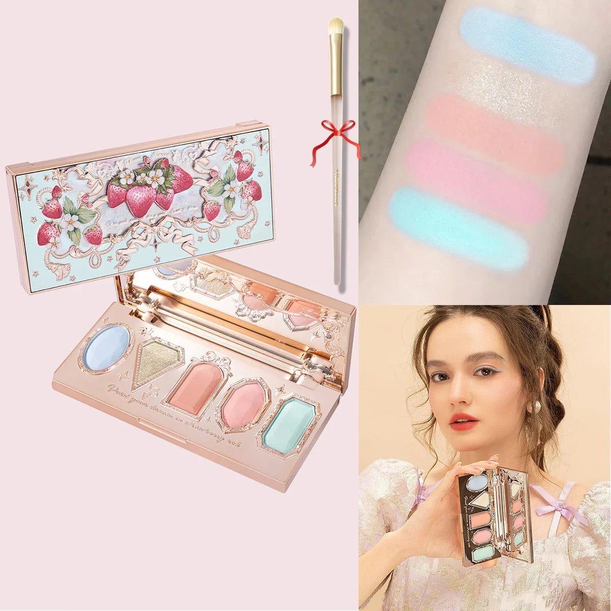 Blushimmer Flower Knows Chocolate Wonder-Shop 8-color eyeshadow palette with brown and neutral shades, open to display the colors.