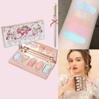 Blushimmer Flower Knows Chocolate Wonder-Shop 8-color eyeshadow palette with brown and neutral shades, open to display the colors.