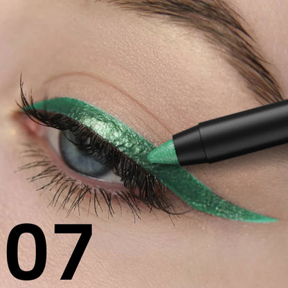 Colorful metallic eyeliner pen with high pigmentation, waterproof, pearly shimmer, ideal for smokey, punk, gothic makeup looks.