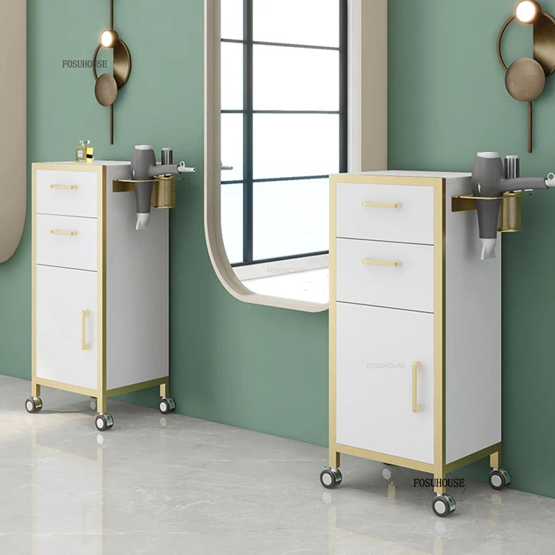 Modern Salon Trolleys with Drawers Designer Salon Furniture Auxiliary Tool Cart with Wheels Beauty Salon Professional Equipment