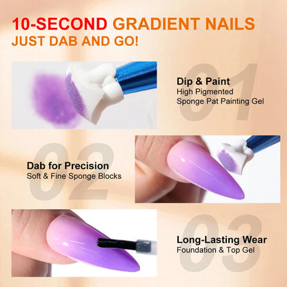 Blushimmer LIMEGIRL 7-in-1 Nail Gradient Gel Kit with long-lasting hybrid nail gel and high-texture gradient colors for salon art
