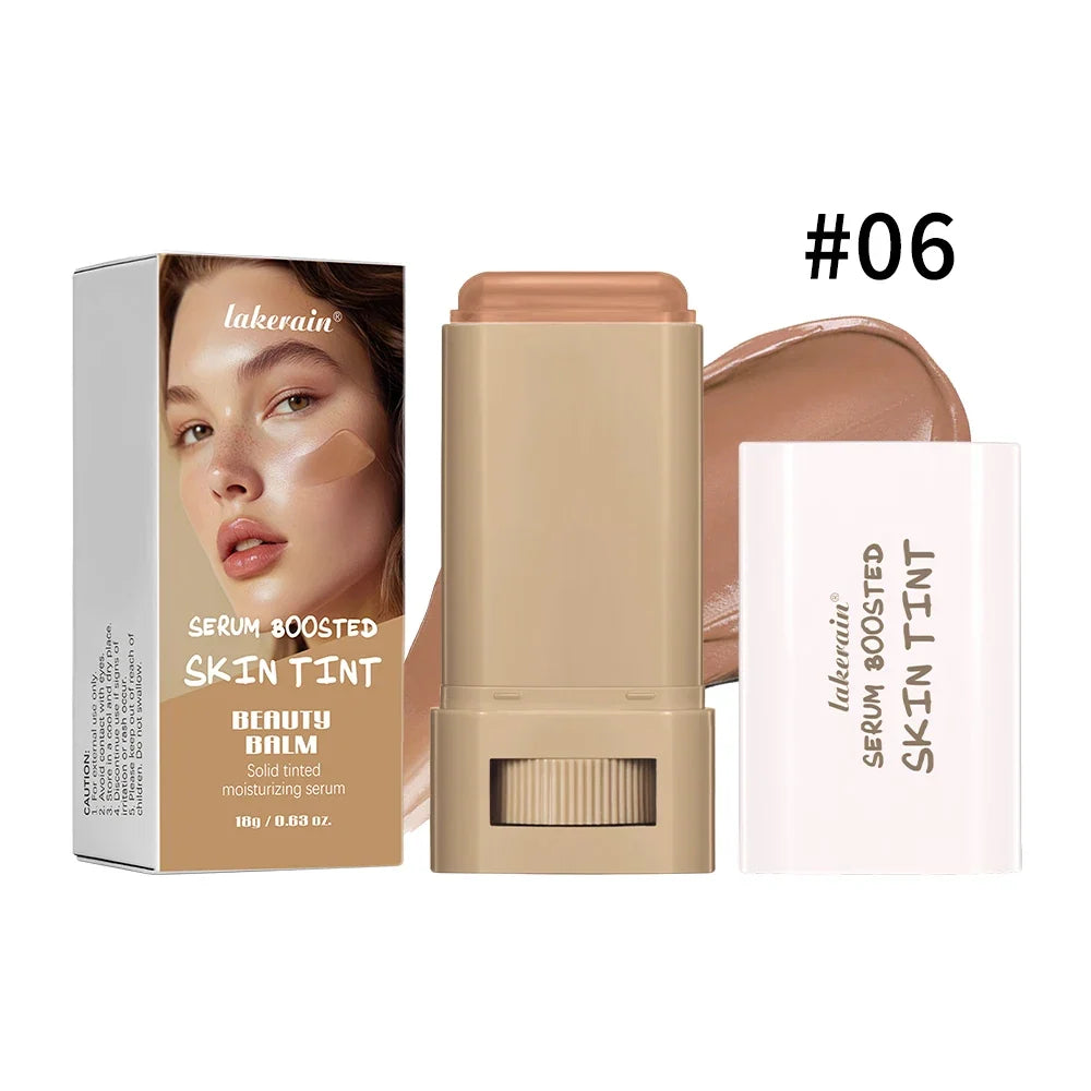Blushimmer skin tint foundation stick with concealer, serum boost, and high coverage for a smooth, plumper finish in a travel-friendly size.