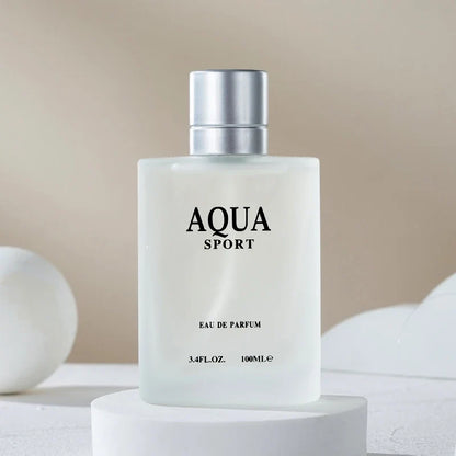 Aqua perfume for men by Blushimmer, 100ml, featuring fresh lime, musk, and oceanic notes in an elegant EDP bottle.