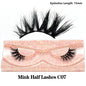 Close-up of Blushimmer 3D Mink Fluffy Half False Eyelashes with clear band, natural soft look, lightweight, reusable short eye strip lashes