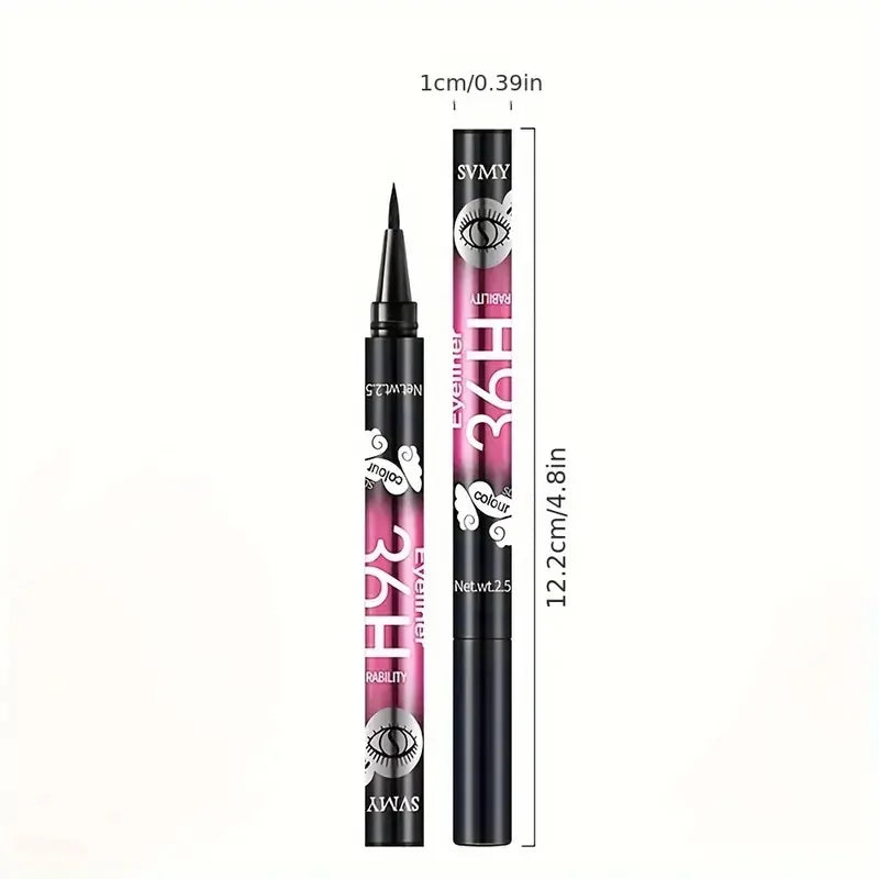 Set of 12 Blushimmer black liquid eyeliner pens with long-lasting, waterproof formula for precise eye makeup application