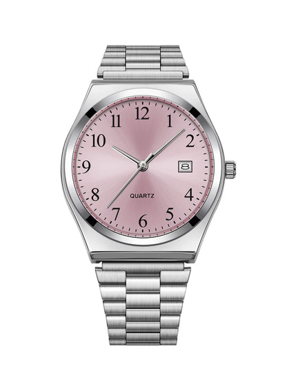 Lucky Fox minimalist stainless steel wristwatch with black dial, sleek design, and precise timekeeping for everyday wear.