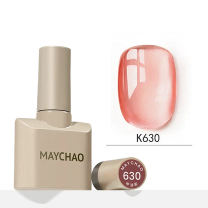 Blushimmer MAYCHAO 12ml jelly gel nail polish top coat, semi-permanent UV/LED gel for long-lasting manicure, soak-off finish.