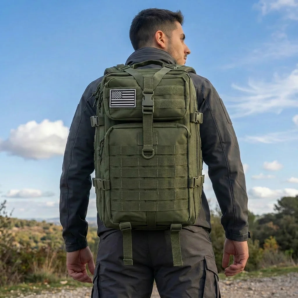 ReFireGearUS tactical hunting backpack in camouflage with multiple pockets, water-resistant and durable for outdoor camping and hiking.