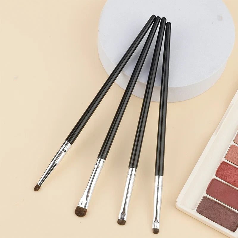 Set of four Blushimmer small eyeshadow brushes with pony hair for detailed eye makeup, smudging, and concealer application.