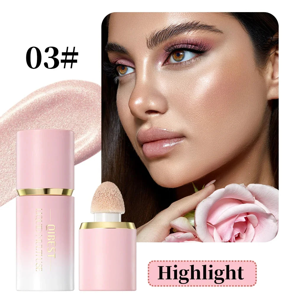 Blushimmer matte liquid face blush stick with smooth application for cheeks, eyes, and contouring in a versatile makeup product