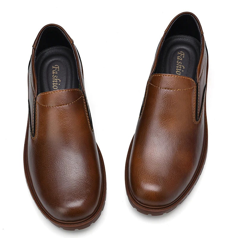 Mens Slip On Oxfords Loafers Casual Leather Shoes Pure Color New Arrival Italian Shoes Italian