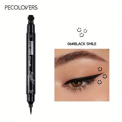 Blushimmer 7-style liquid eyeliner stamp pen with double-ended design, waterproof, fast-drying black and red eye makeup for lazy eye looks.