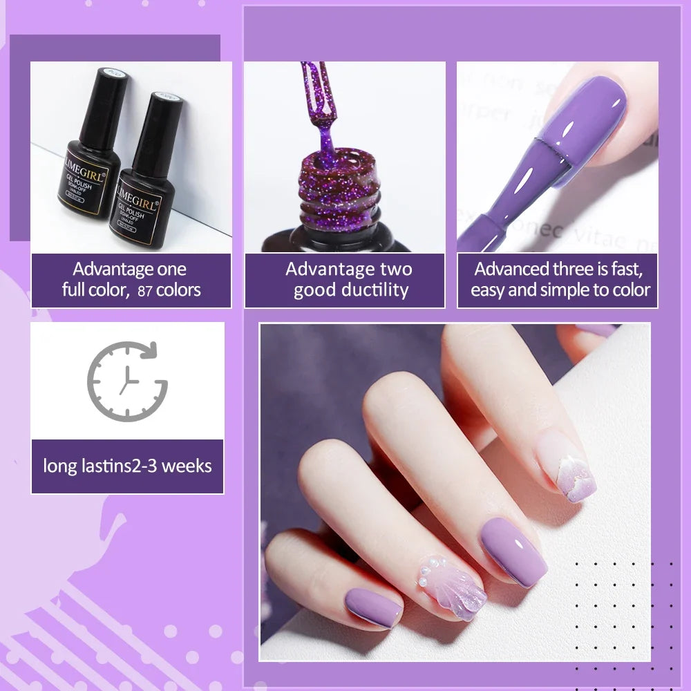 Blushimmer Limegirl nail set includes UV gel polish, 54W nail lamp, nail drill, and assorted colors in a professional manicure kit.