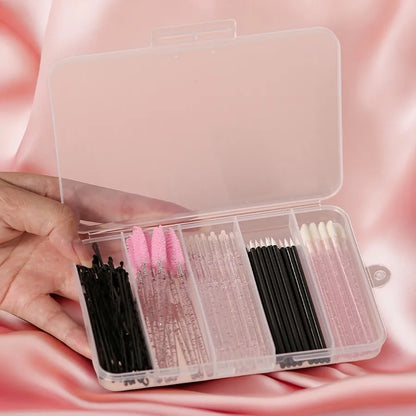 Set of 80 Blushimmer professional makeup brushes including eyebrow, eyelash, lip, micro brushes, and hairpins for eyelash extension.