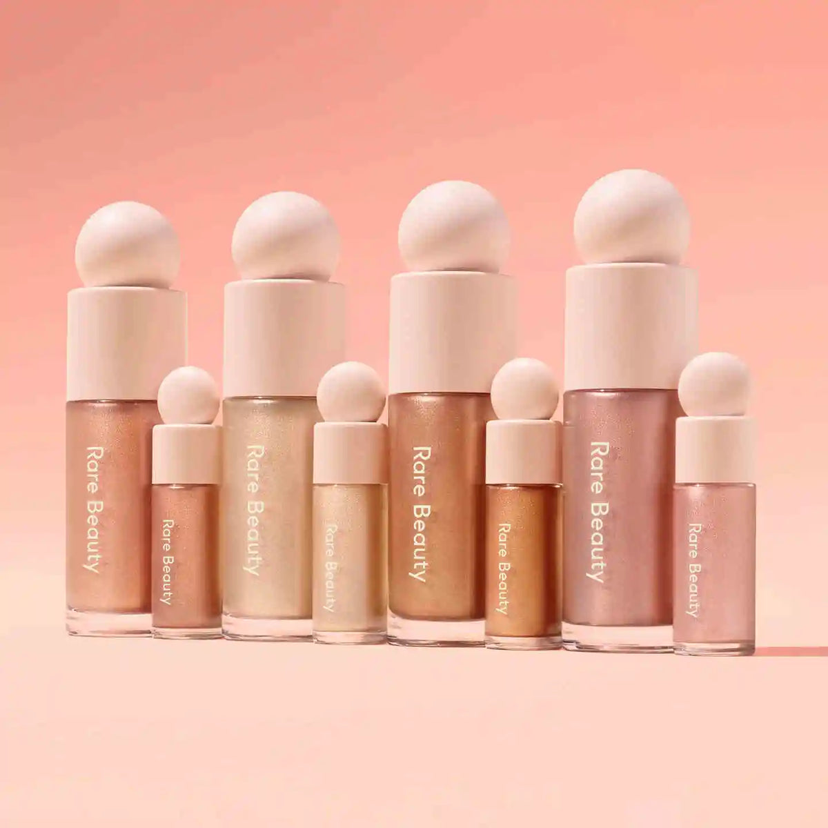 Blushimmer Rare Beauty Positive Light liquid contour and blush, face shimmer and highlight with shiny, luminous makeup finish.