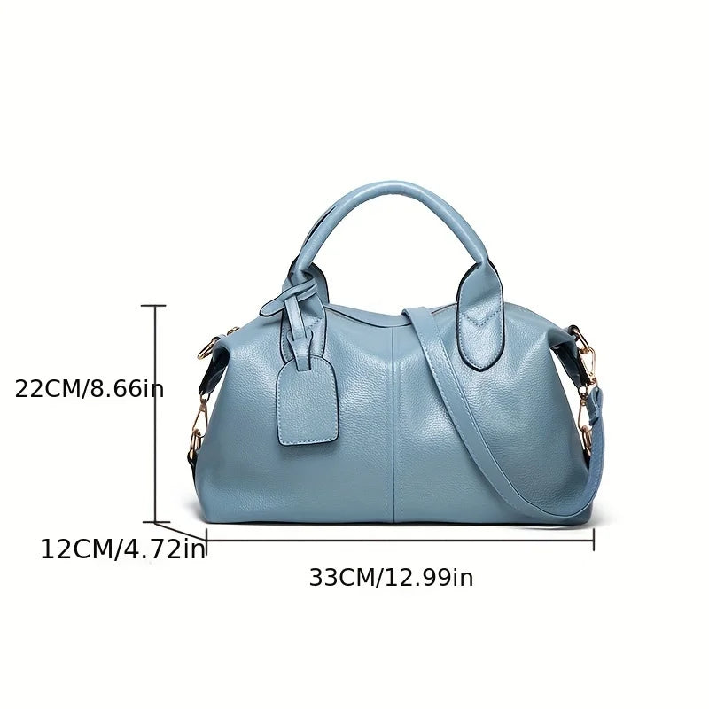 OBA women's large capacity oil wax leather tote bag with shoulder straps, stylish and spacious for everyday essentials.
