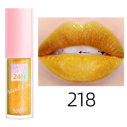 Blushimmer 18-color glitter lip gloss set featuring waterproof, long-lasting liquid lipsticks with moisturizing lip oil and tint.