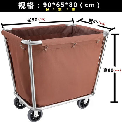 Stainless steel hotel rooms linen cart cloth bag hotel thickened silent linen cart multifunctional cleaning room car