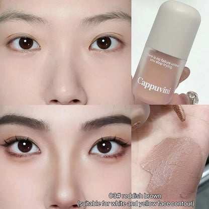 Blushimmer grey-brown facial contour shadow cream liquid stick for natural nude makeup, 3D nose contour, brightening bronzer.