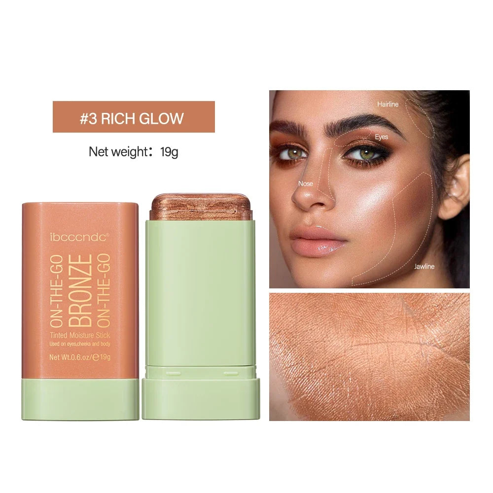 Blushimmer waterproof cream blush stick with brightening, high color payoff, easy application, and natural skin tone enhancement.