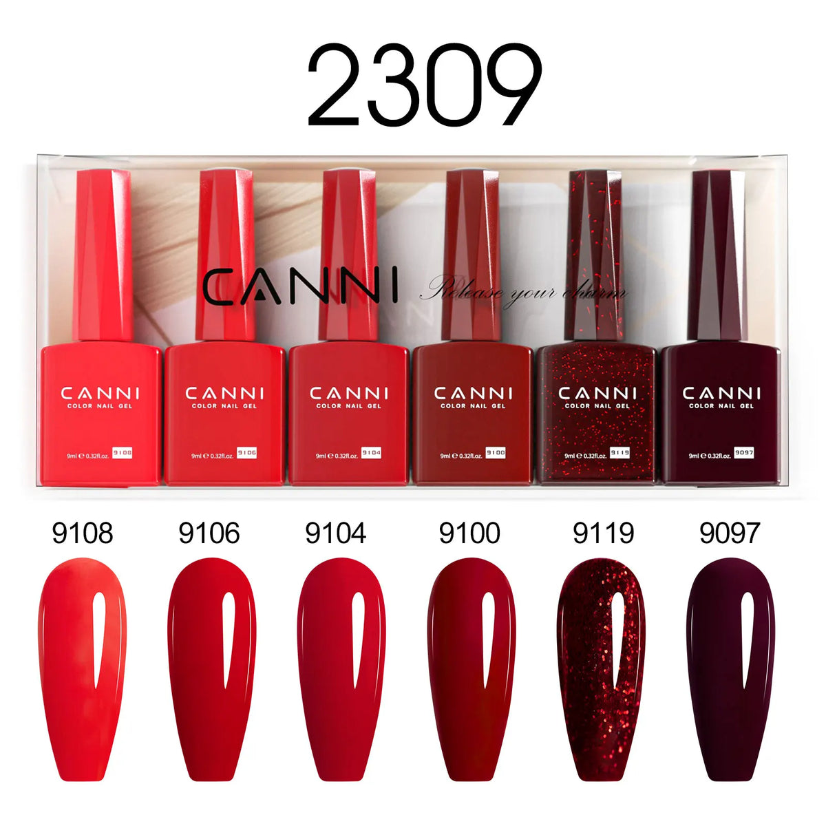 Blushimmer CANNI Nail Gel Polish Kit with 6 jade, nude, pink shades in 9ml bottles, HEMA free, ideal for French and natural nail designs