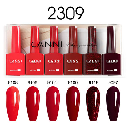 Blushimmer CANNI Nail Gel Polish Kit with 6 jade, nude, pink shades in 9ml bottles, HEMA free, ideal for French and natural nail designs