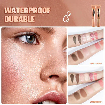 Blushimmer liquid contouring highlighter stick with matte finish for brightening and nose shadow, small V face blush and highlight.