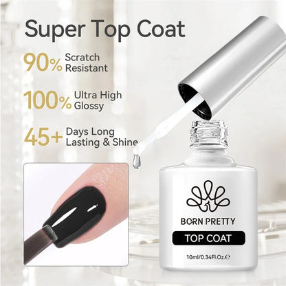 Born Pretty silver carat glitter gel nail polish with reflective sparkle, ultra-shine UV soak-off nail art gel varnish.