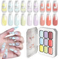 LIMEGIRL 9-color gradient gel nail polish by Blushimmer with flower paint and engraving design for DIY nail art.