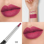 Close-up of Blushimmer waterproof matte lipliner pencil in vibrant red, showing its smooth, long-lasting, moisturizing lipstick application.
