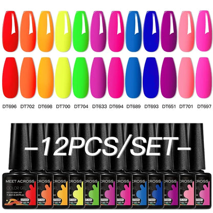 Blushimmer 12-piece all-season nail gel polish set with multicolor shades, UV and LED compatible, long-lasting, HEMA free.