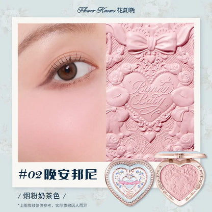 Blushimmer Flowerknows Garden Rose Blush Powder for cheeks, cruelty-free makeup with natural matte finish and contouring shape.