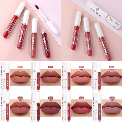 Blushimmer long-lasting velvet matte liquid lipstick in vibrant red, waterproof and nonstick lip gloss for women’s makeup.