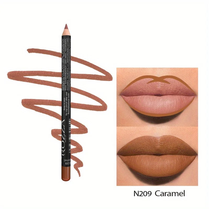 Blushimmer nude matte lipstick pencil with 14 color options, long-lasting waterproof lip liner and high pigmentation for lip makeup.