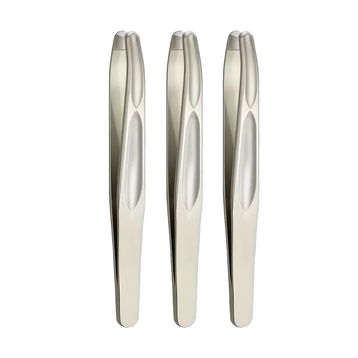 Blushimmer premium round head tweezers with seamless clips for eyebrow, facial hair, and beard grooming, precise and short hair removal.