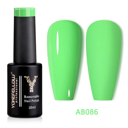 YOKEFELLOW 10ml translucent pink gel nail polish by Blushimmer, showing the smooth, glossy gel consistency in a clear bottle.