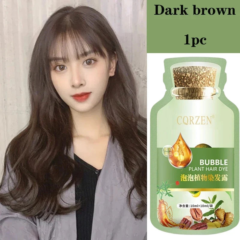 Pure Natural Herbal Hair Dye Shampoo Change Hair Color Cover Gray Hair White Hair Treatment Bubble Plant Hair Dye Hair Care