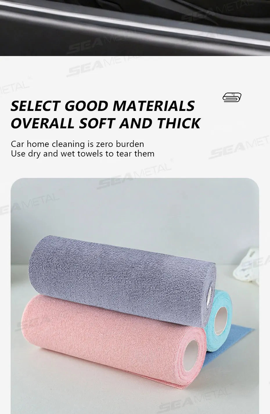 SEAMETAL Reusable Cleaning Wipe Car Household Kitchen Cloth Microfiber Towel Rolls Dish Rags Wash Paper Towel 20 Sheets/1 Roll