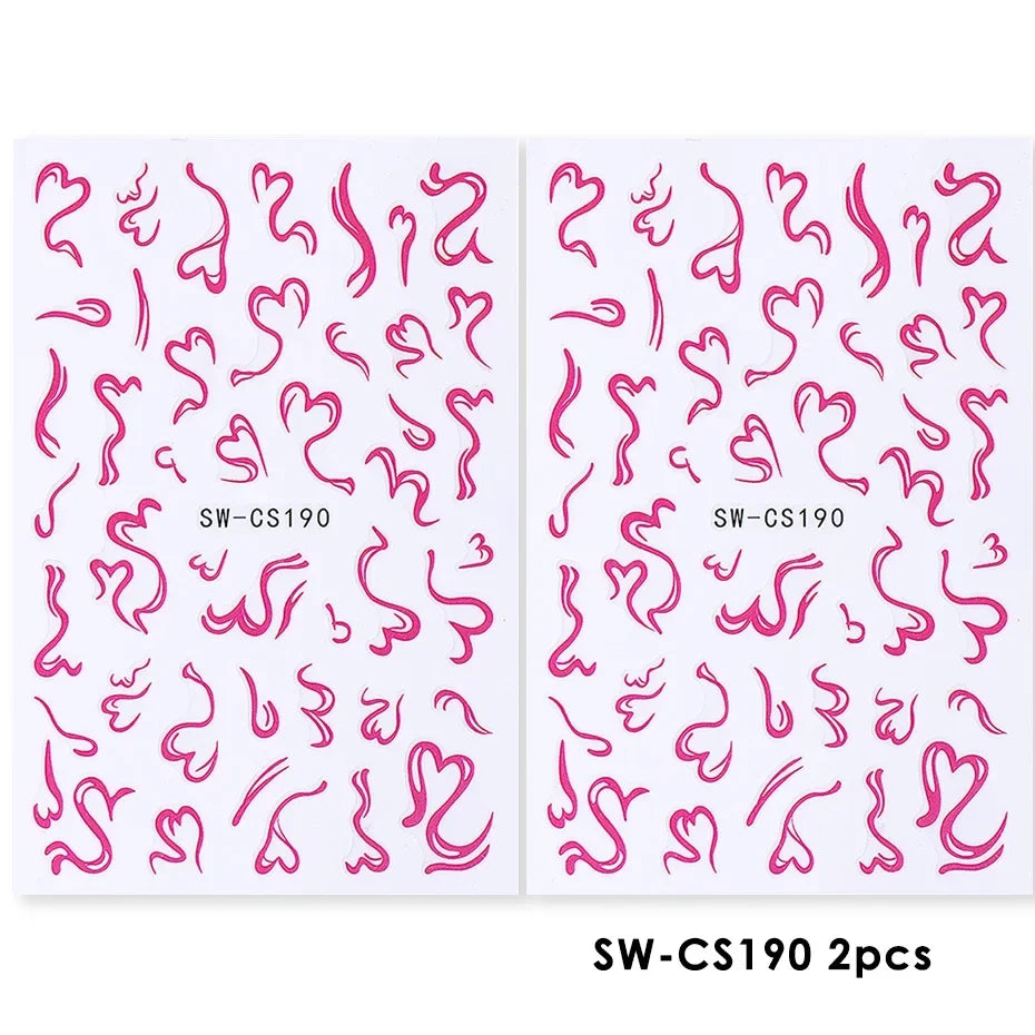 Colorful Blushimmer nail art stickers featuring flowers, hearts, cherries, butterflies, and bows for decorative manicures.