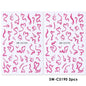Colorful Blushimmer nail art stickers featuring flowers, hearts, cherries, butterflies, and bows for decorative manicures.