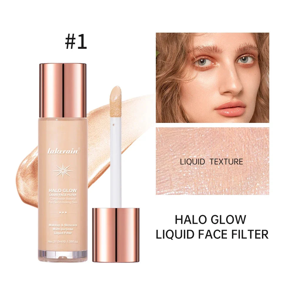 Blushimmer bronzer facial gloss liquid highlighter with contouring and moisturizing properties, long-lasting glow for face makeup.
