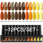 12-pack all-season nail gel polish set by Blushimmer featuring multicolor long-lasting UV and LED nail supplies for women.