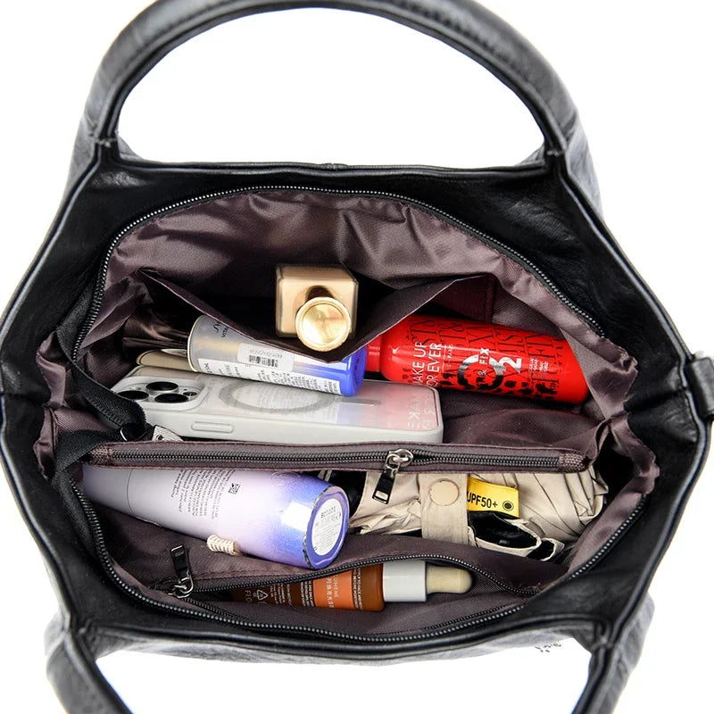 High Quality Large capacity Leather Women Tote Bag Designer Soft Leather Ladies Shoulder Crossbody Bag Fashion Female Handbags