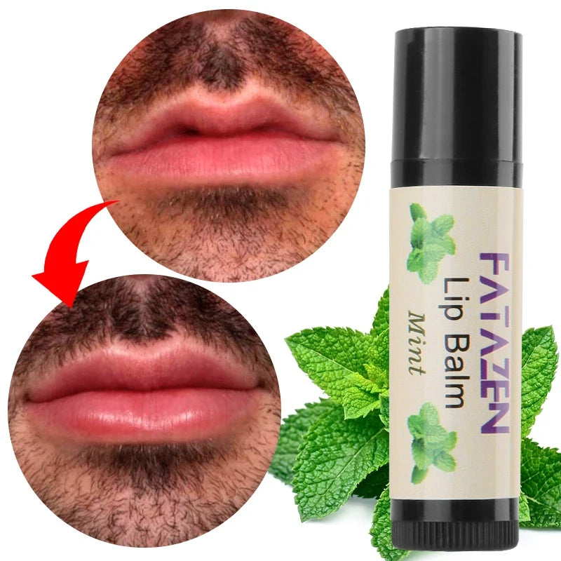 Blushimmer organic mint honey lip balm in eco-friendly packaging with shea butter, designed for men.