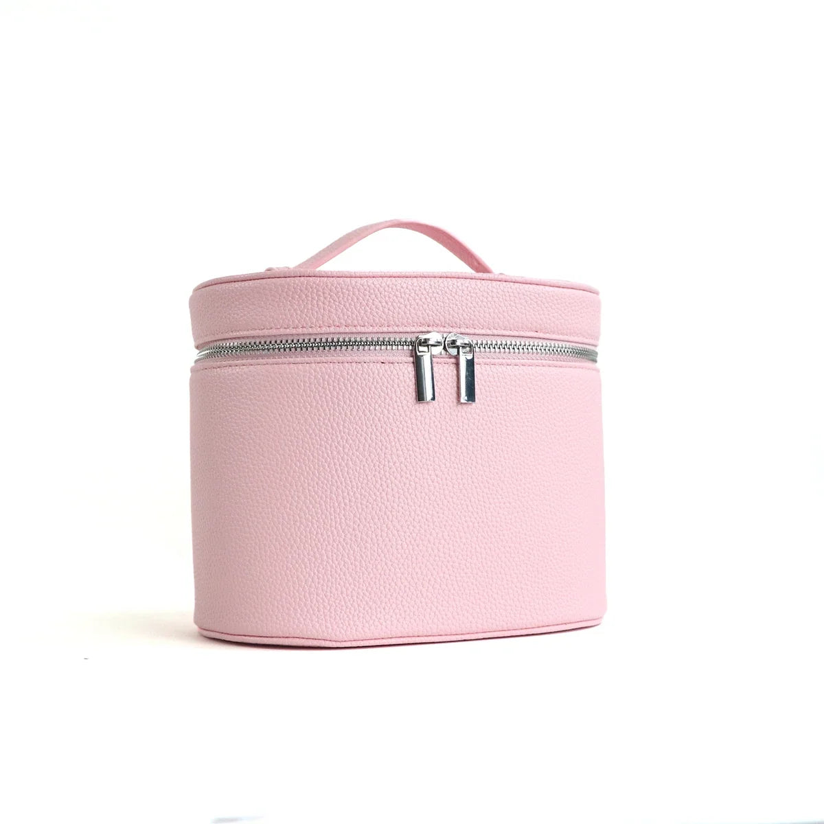 Large capacity PU leather cosmetic box with internal storage, customizable names, portable travel makeup bag by Blushimmer.