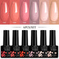 LILYCUTE 6Pcs/Set 7ML Gel DIY Nail Polish Bright Pink Semi Permanent Soak Off UV LED Gel Varnish Nail Art Design Manicure Kit
