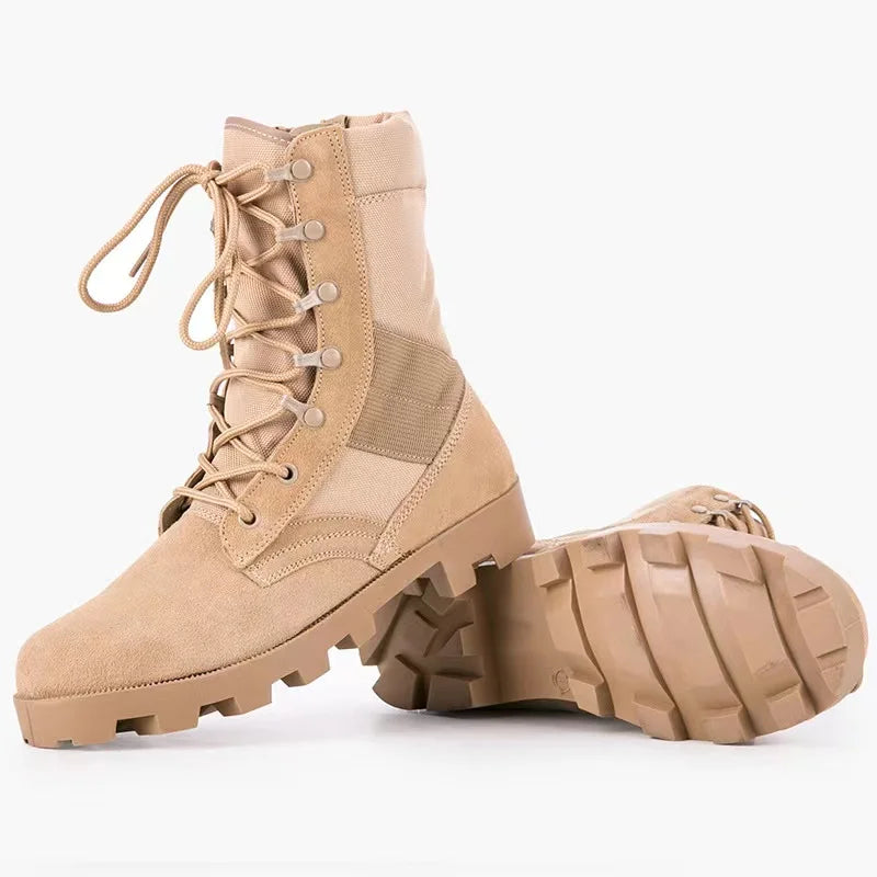 Tactical Boots Men Training Special High-Top Shoes Outdoor Shock-Absorbing Hard-Soled High-Waist Hiking Shoes