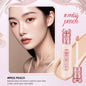Blushimmer Hua Yin Ji Brightening Concealer on fair skin with natural nude makeup and soft pink floral accents