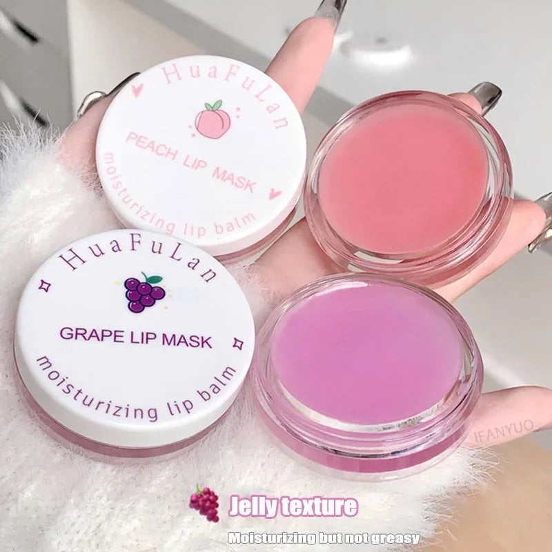 Blushimmer grape lip care sleep mask set with pink nourishing lip gloss, moisturizing night repair lip balm for soft, cracked lips.